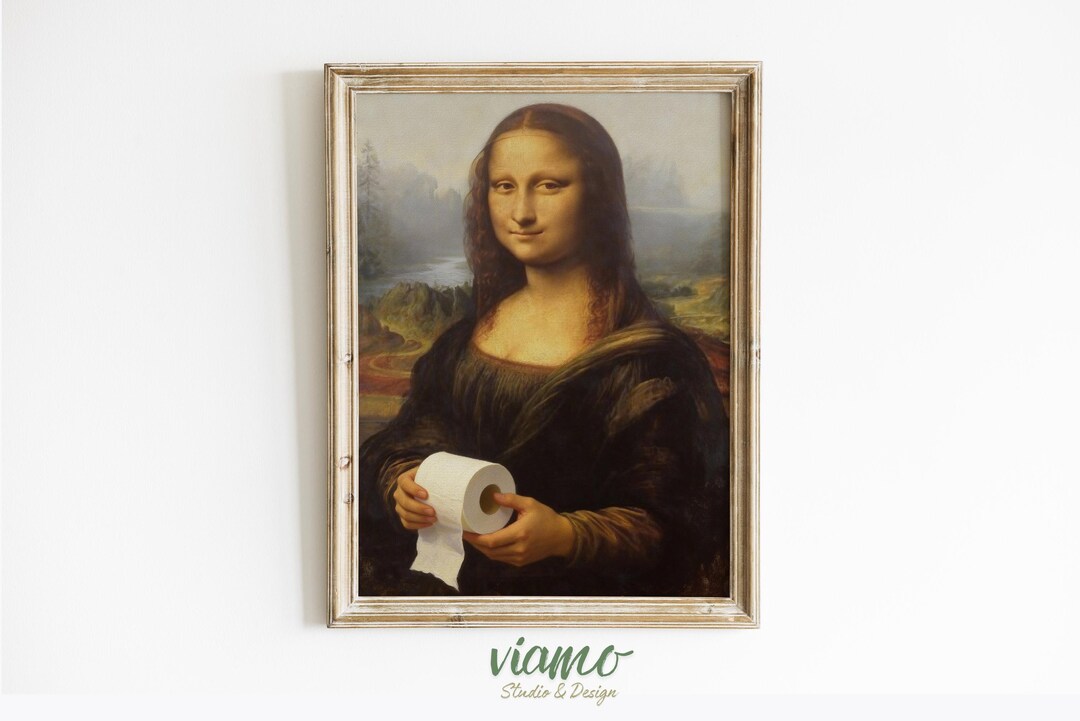 Funny Mona Lisa Holding Toilet Paper | Bathroom Wall Art | High ...