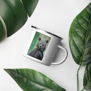Emaille Camper Tasse: Bären-Design, leichte Wandertasse