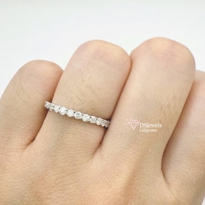 14Kソリッドゴールドラボグロウンダイヤモンド結婚指輪：2mmフルエタニティリング