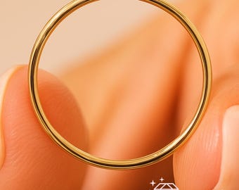 14k Yellow Gold Dome Wedding Band, Comfort Fit Ring