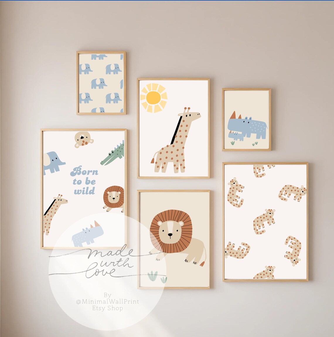 Animals Nursery Prints – Set of 6 | Jungle Safari Wall Art | Baby Room ...