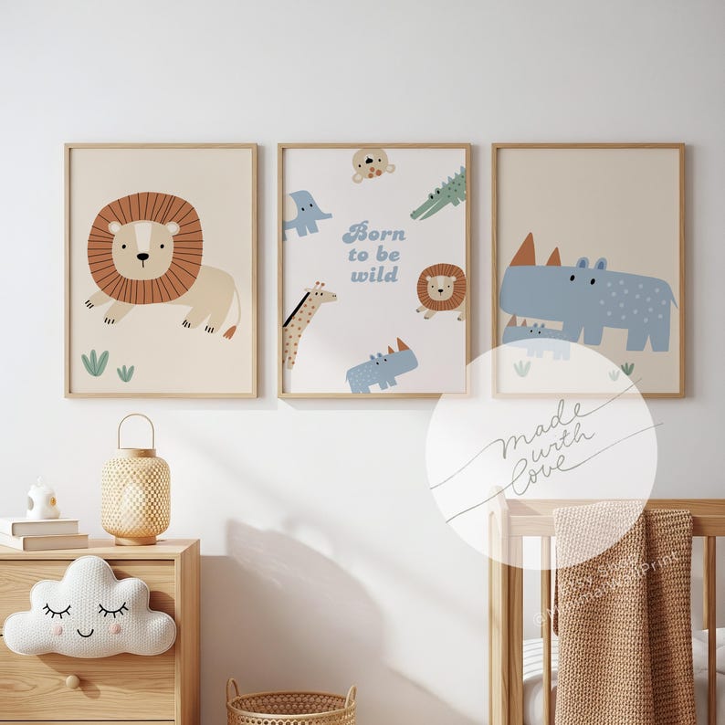Animals Nursery Prints – Set of 6 | Jungle Safari Wall Art | Baby Room ...