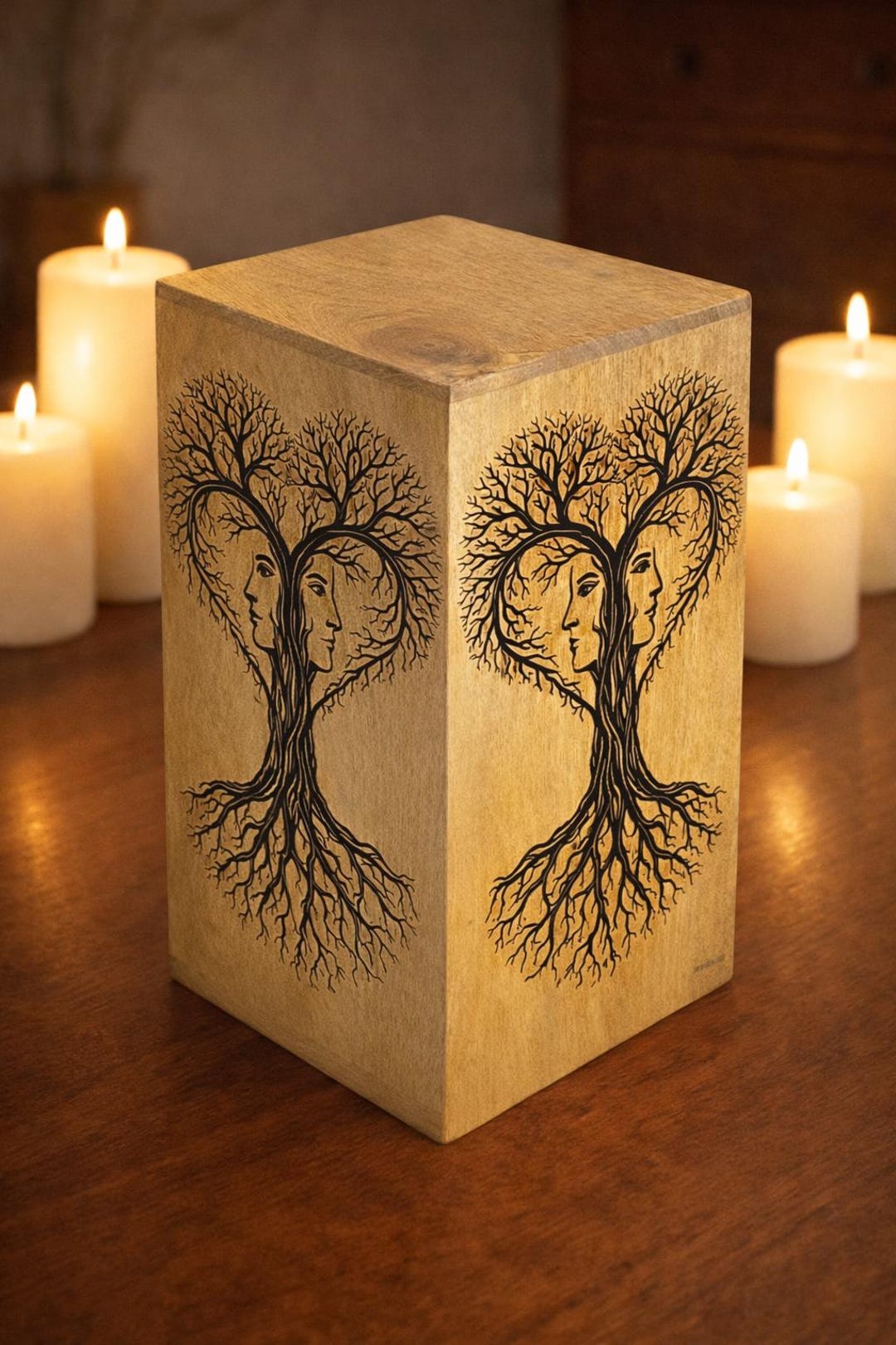Boîte à Cartes En Bois à Double Compartiment – 11x7,5x7 Cm, Artisanale, Pour 2 Jeux De 52 Cartes