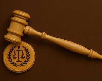 Engraved Wooden Judge Gavel, Justice Symbol, Lawyer Gift
