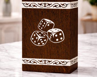 Handcrafted Wooden Cremation Urn with Dice Design | Memorial Ashes Box | Natural Wood Keepsake Urn | Unique Funeral & Sympathy Gift