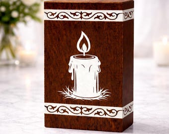 Handcrafted Wooden Memorial Keepsake Box with Candle Engraving Wood Remembrance Box Sympathy Memory Gift