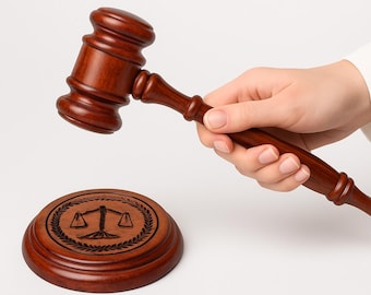 Handmade Engraved Wood Judge Gavel: Justice Symbol, Lawyer Gift
