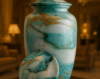 Urna cineraria in ceramica, contenitore commemorativo per ceneri con coperchio per ceneri umane