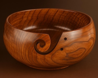 Handmade Wooden Yarn Bowl: Knitting & Crochet Organizer