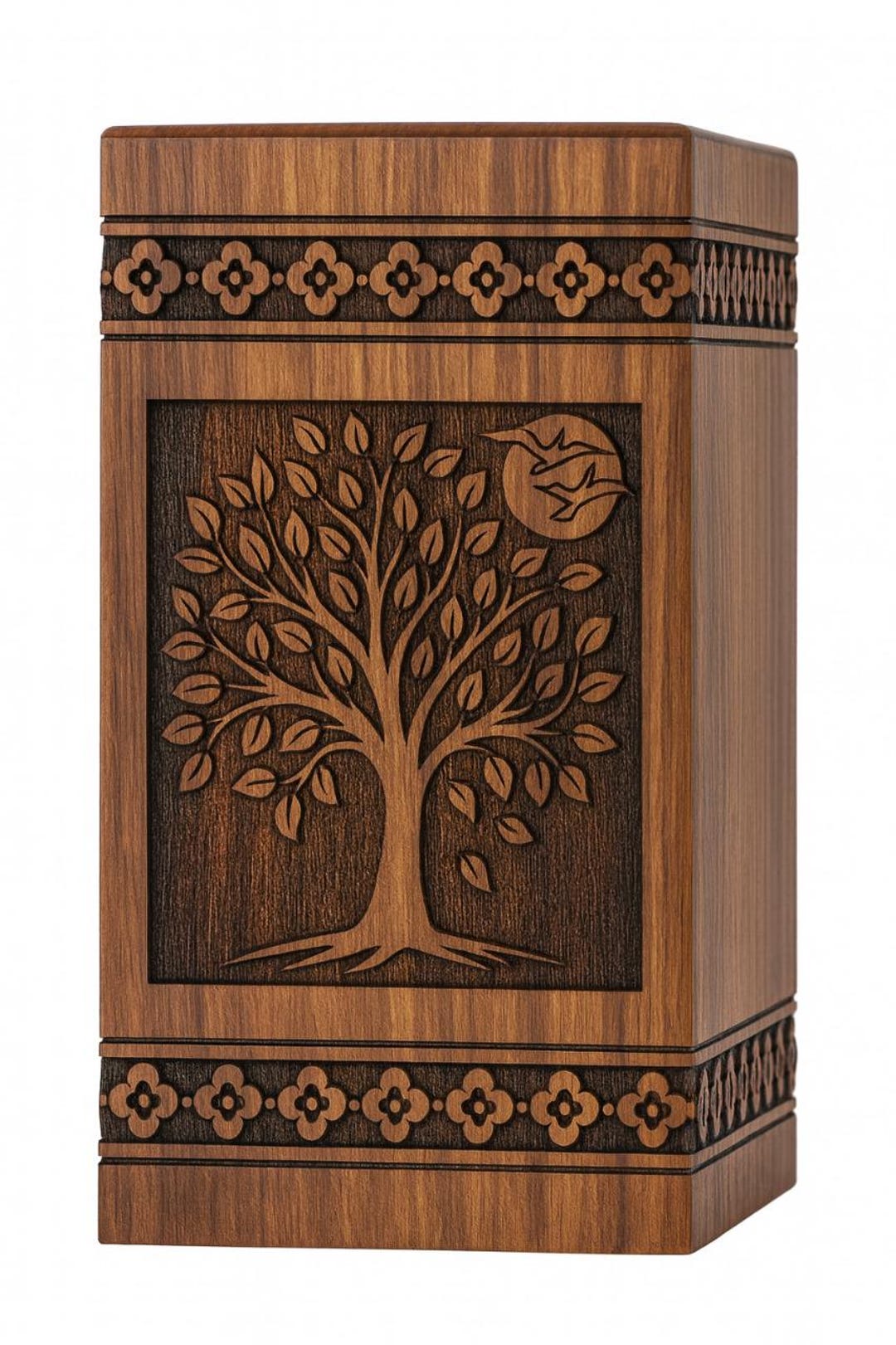 Rosewood Cremation Urn With Tree of Life Engraving | Keepsake Ashes Box ...