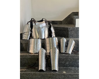 Medieval Knight Armor Set Steel Cuirass Greaves Arms LARP Cosplay Handmade Suit