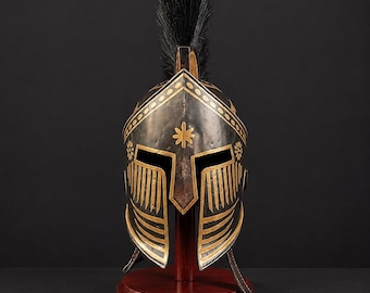 Casco corintio griego, casco de guerrero espartano de acero, réplica de armadura medieval para LARP y cosplay.