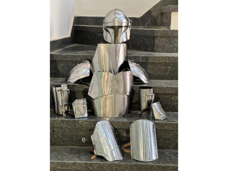 Mandalorian Inspired Full Steel Armor Suit Wearable Cosplay Costume Adult Display Set image 4