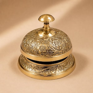 Cloche de bureau en laiton vintage gravée cloche de service d'hôtel décor de comptoir de réception fait main image 9