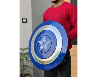 Handmade Captain Star Blue Shield 24 Inch Metal Cosplay LARP Superhero Armor Replica