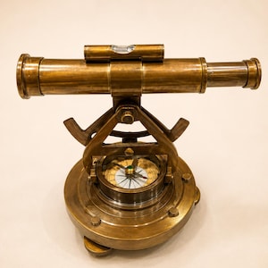 Brass Theodolite Alidade Compass Antique Survey Telescope Replica Collectible