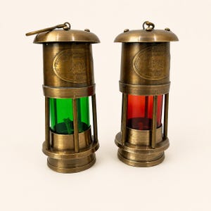 Brass Nautical Oil Lamp Red Green Signal Light Maritime Marine Decor Lantern