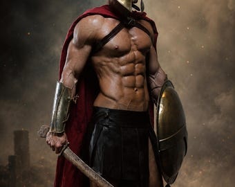 300 Spartan Armor Set, Handmade Greek Warrior Costume, Leonidas Helmet Shield LARP Cosplay Armor