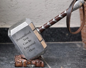 Personalized Thunder Hammer Aluminum Viking Replica 15 Inch Handmade Cosplay Prop