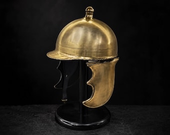 Handmade Roman Montefortino Helmet, Brass Finish Steel Legionary Helmet, LARP Cosplay Armor Replica