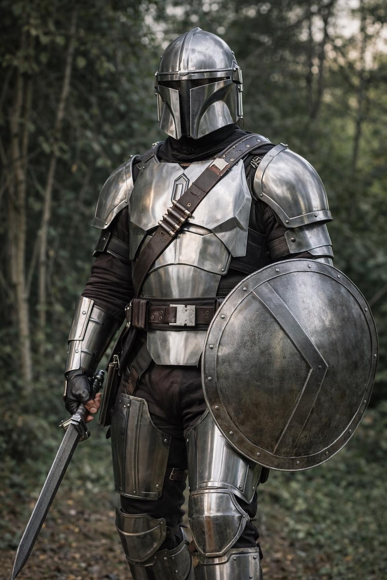 Mandalorian Inspired Full Steel Armor Suit Wearable Cosplay Costume Adult Display Set image 3