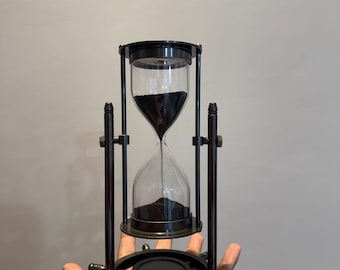 Handmade Brass Nautical Sand Timer Hourglass Vintage Maritime 5 Minute Sand Clock Gift