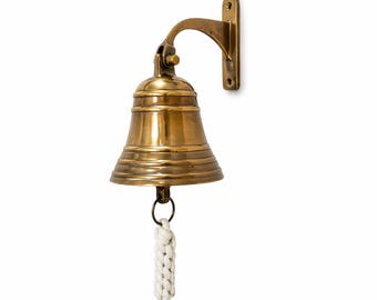 Handmade Antique Brass Wall Bell: Nautical Farmhouse Decor (Personalized Engraved)