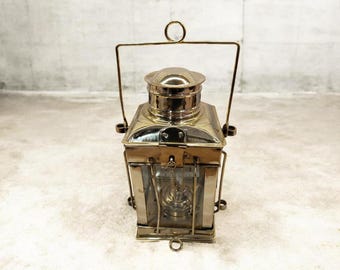 Farol de huracán de latón hecho a mano de 30 cm (12 pulgadas), lámpara de aceite de queroseno, luz colgante vintage decorativa