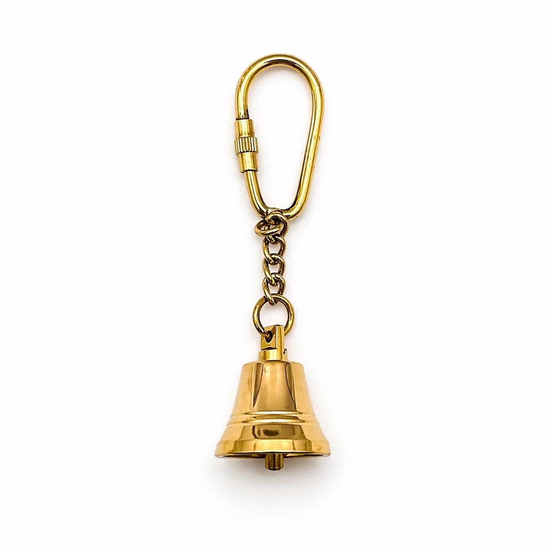 Mini Bell Rope Key Flob Brass Bell Keychain Vintage Mini Bell Key Ring Nautical Gift Handmade ...