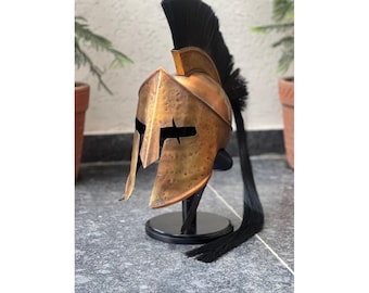 Handmade Spartan Corinthian Helmet | Bronze Plume | LARP Cosplay & Display