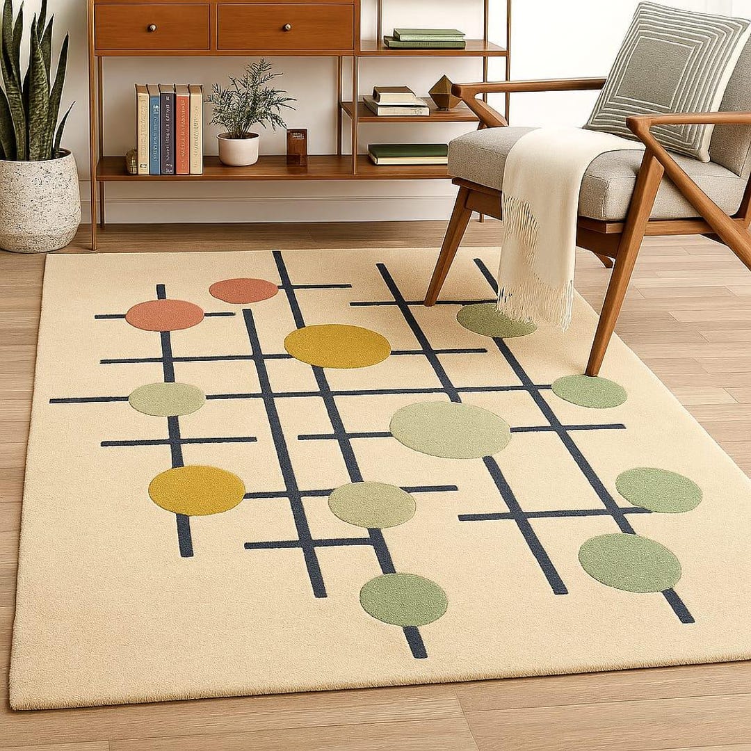 Hand-tufted New Zealand Wool Rug, Modern Geometric Wavy Design - Etsy