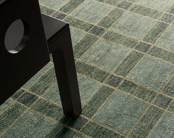 Alfombra Oushak de 9x12: Alfombras anudadas a mano de lana Oushak verde de 8x10