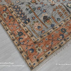 9x12, Oushak Hand Knotted Wool Area Rug Floral Vintage Style 8x10