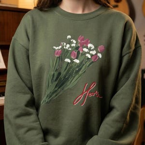 Hers Band Floral T-Shirt & Sweatshirt, Indie Album Tee, Flower Bouquet Shirt, Soft Vintage Top, Retro Music Apparel, Unisex Casual Outfit image 9