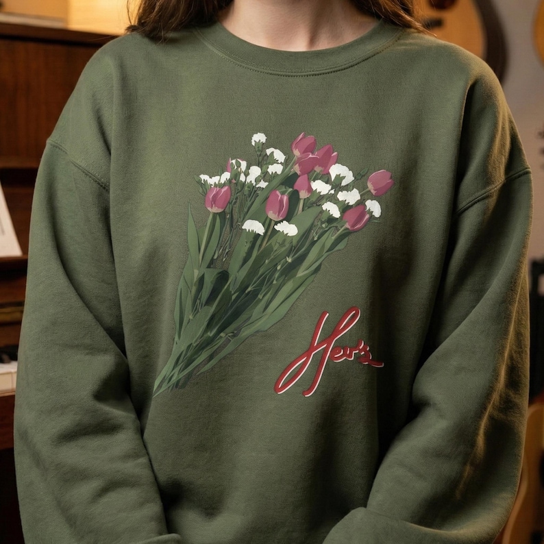 Hers Band Floral T-Shirt & Sweatshirt, Indie Album Tee, Flower Bouquet Shirt, Soft Vintage Top, Retro Music Apparel, Unisex Casual Outfit image 9