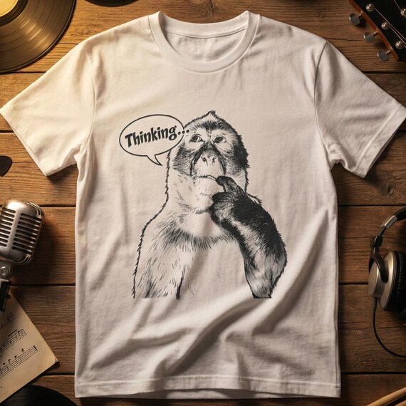 Thinking Monkey Funny Meme T-Shirt, Overthinking Humor Tee, Sarcastic Brain Moment Shirt, Relatable Internet Meme Gift, introvert T Shirt