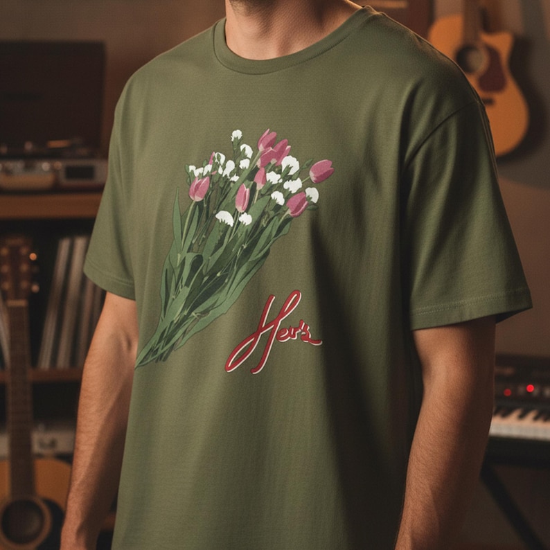 Hers Band Floral T-Shirt & Sweatshirt, Indie Album Tee, Flower Bouquet Shirt, Soft Vintage Top, Retro Music Apparel, Unisex Casual Outfit image 8
