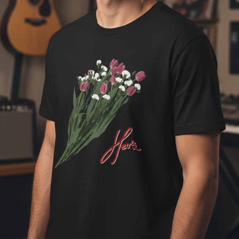 Hers Band Floral T-Shirt & Sweatshirt, Indie Album Tee, Flower Bouquet Shirt, Soft Vintage Top, Retro Music Apparel, Unisex Casual Outfit image 4