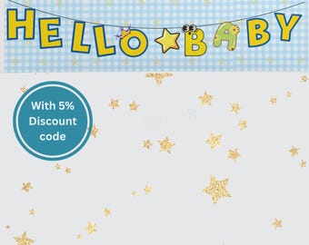 Cartello Oh Baby - Striscione in Legno per Baby Shower con Lettere Dorate - Decorazioni per Sfondo Neonato e Bambina