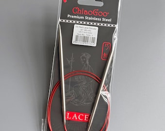 Circular Knitting Needles 80cm | Magic Loop & Lace | ChiaoGoo Red Lace Stainless Steel Fixed Needle | UK Seller