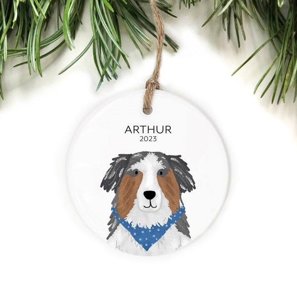 Aussie Ornament Personalized, Australian Shepherd Ornament, Custom Pet Memorial, Aussie Gift, Dog Ornament, Australian Shepherd Memorial