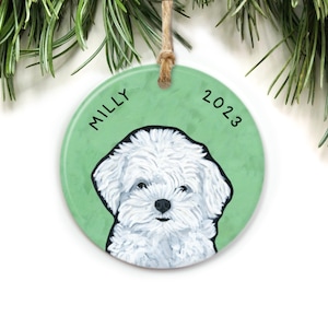 Maltese Ornament Personalized, Custom Maltese Ornament, Maltese Mom Gift, Maltese Christmas Gift, Dog Memorial Maltese, Christmas Gif