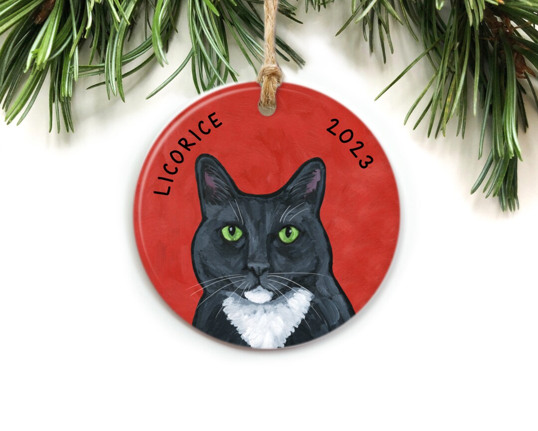 Tuxedo Cat Ornament Personalized, Custom Cat Ornament, Tuxedo Cat Gift ...
