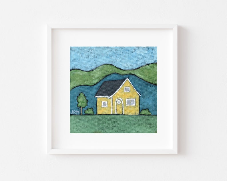 Yellow House Art Print Farmhouse Decor Cottage Painting - Etsy
