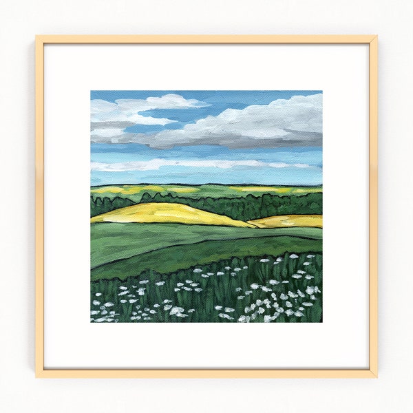 Field Painting, Landscape Print, Country Print, Abstract Landscape Painting, Farm Art, Field Wall Art, Farm Wall Art, Country Wall Decor