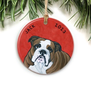 Bulldog Ornament Personalized, Custom Bulldog Ornament, English Bulldog Gift, Bulldog Christmas Ornament, Bulldog Memorial Personalise