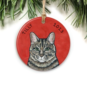 Tabby Cat Ornament Personalized, Black Cat Ornament, Ginger Tabby Cat Gift, Brown Tabby Cat Christmas Ornament, Tuxedo Cat Mom, Cat Memorial