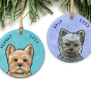 Yorkie Ornament Personalized, Custom Yorkie Ornament, Dog Gift, Yorkie Gift, Dog Memorial, Yorkie Christmas Ornament Gift, Yorkshire Terrier