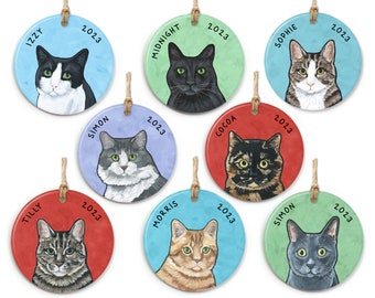 Cat Ornament Personalized, Custom Tabby Cat Ornament, Ginger Tabby Cat Gift, Tabby Christmas Ornament, Tuxedo Custom Cat Ornament, Gray Cat