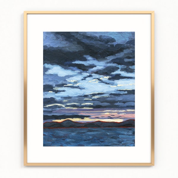 Puget Sound Art, Sunset Painting, Landscape Print, Abstract Landscape Painting, Pacific Northwest Art, Sunset Wall Decor, Sunset Print